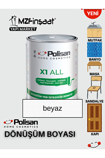 Polisan POLİSAN X1 ALL  Yeni Nesil Dönüşüm Boyası Beyaz - Dolap-fayans-cam-pl...