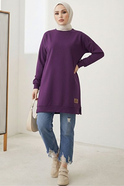 Bestenur Armalı Yırtmaç Detay Tunik 1665 - Mor