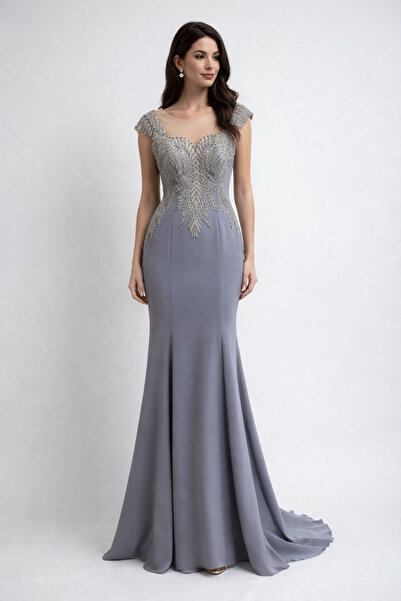 Saygın Kadın Taşlı Balık Kesim Abiye