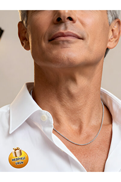 Piercing Market Steel & Silver Men's Silver Color Special Design Model Necklace