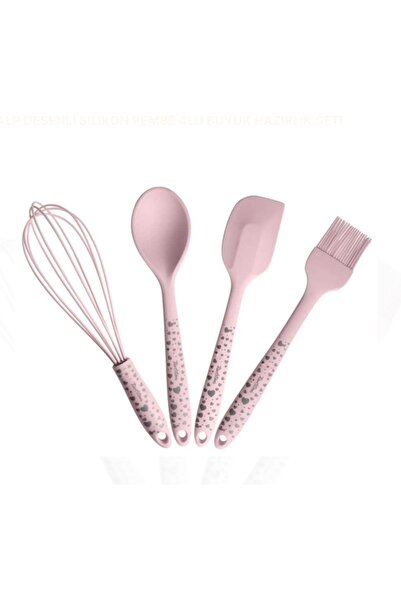 Tantitoni KALP DESENLİ SİLİKON PEMBE4 LÜ HAZIRLIK SETİ