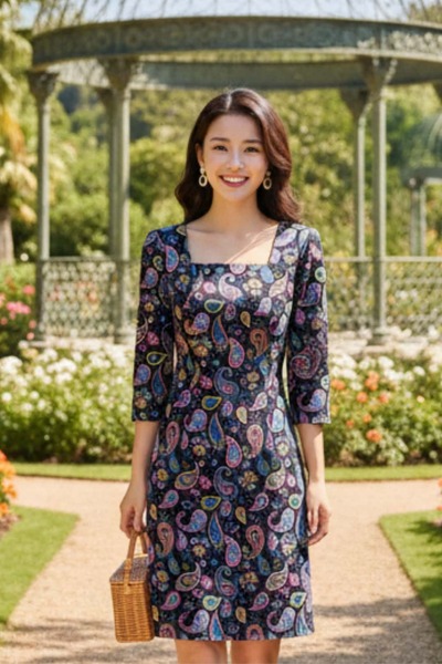 Yağmur Butik Rochie din flanelă cu guler pătrat