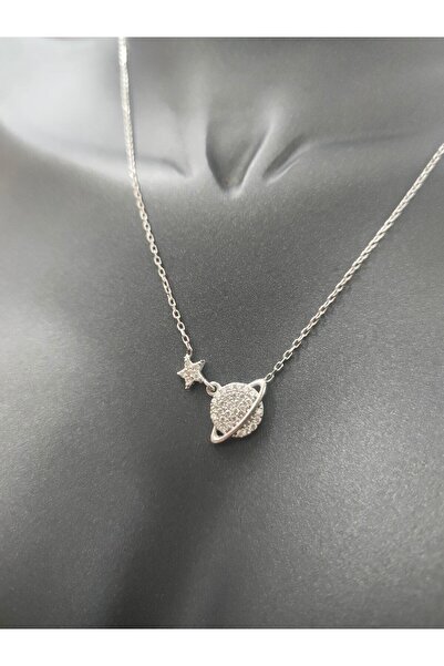 sarıyer silver Satürn Gezegen Yıldız Gümüş Kadın Kolye 925 Ayar Aşk Sevgili H...