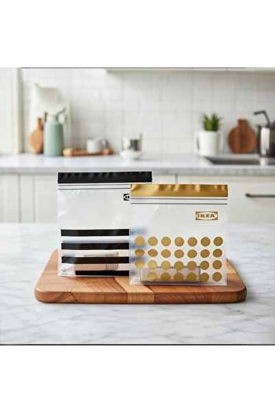 IKEA Istad كيس ثلاجة قابل للقفل - أصفر / أسود - 60 قطعة - 1 لتر و 0.4 لتر