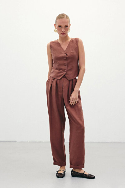 Sateen Pantaloni casual de in - maro