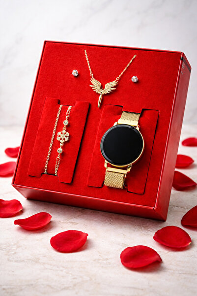 wesscollection Dokunmatik Kadın Kol Saati Kolye Bileklik Ve Küpe Seti