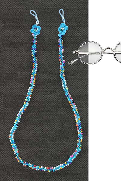 nftart.design مطرزة بالخرز الملون مع زهرة على الطرف - حزام نظارات مصنوع يدويًا