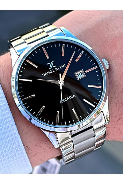 Daniel Klein ساعة يد رجالية مقاومة للماء بطول 30 مترًا مع تقويم من الصخور الس...