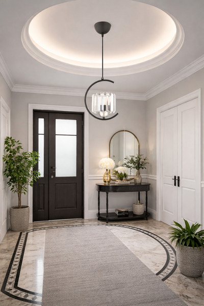 ESSLİGHT EFTAL TEKLİ SİYAH SARKIT AVİZE KRİSTAL TAŞLI MODERN DEKORATİF AYDINL...