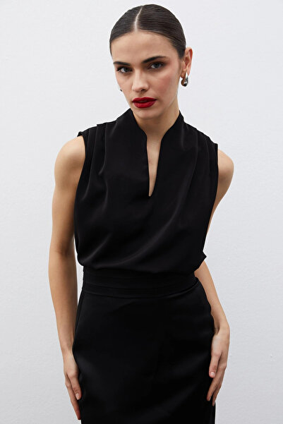 Sateen Αμάνικη μπλούζα Hakim Yaka - ΜΑΥΡΗ