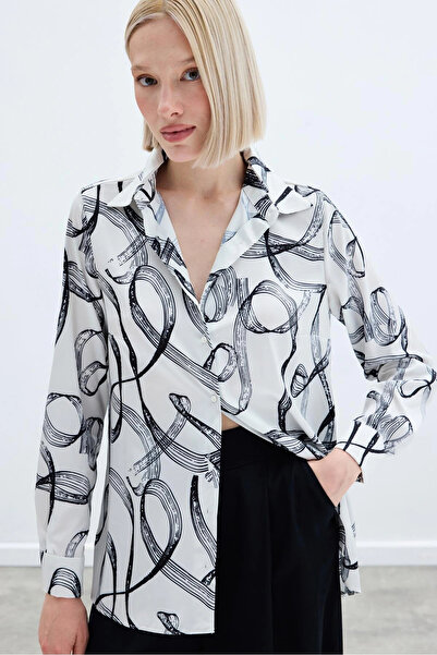 Sateen Κλασικό πουκάμισο με σχέδιο - Μαύρο