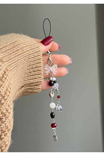 WhimsyWhite Bordo Yıldız Charm, Telefon Ipi, Çanta Süsü