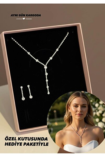 BEREN KILIÇ إيرين كريستال حجر مجموعة مجوهرات قلادة أقراط هدية مجموعة الزفاف ا...