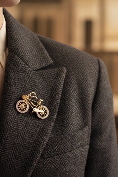 model aksesuar Bisiklet Motifli Taşlı Tasarım Broş