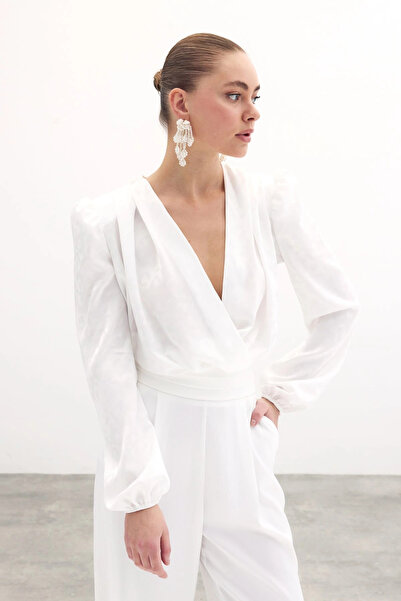 Sateen Body cu model - Bluză Ecru