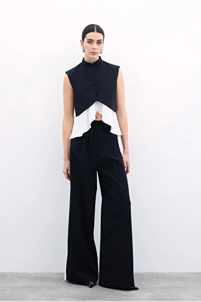 Sateen Pantaloni largi - Contrast negru