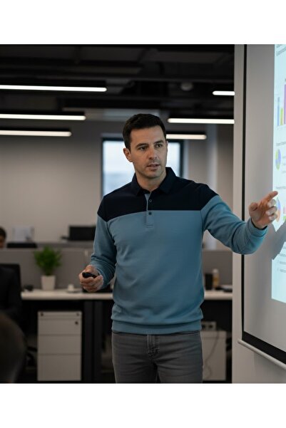 URUMDAY Men's Collared Piecewise Thessaloniki Sweater