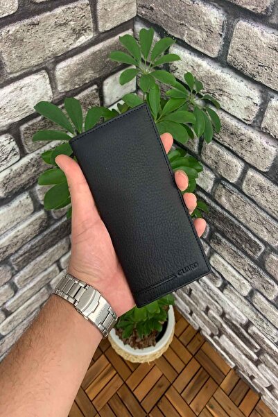 GUARD Thin Black Leather Portfolio Hand Wallet