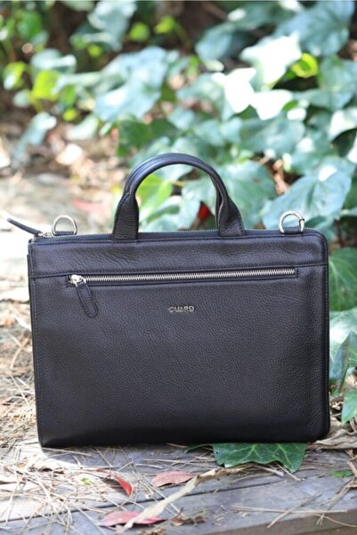 GUARD Μαύρος δερμάτινος χαρτοφύλακας 13 ιντσών με θήκη για φορητό υπολογιστή