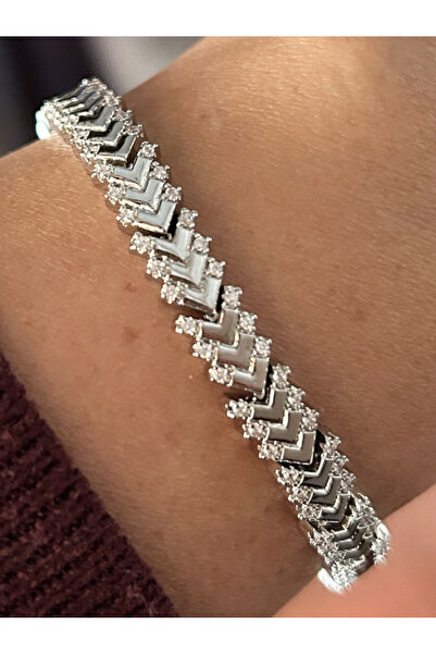 BİJUKO TAKI Stilinizi Parlatın Stone V-Shaped Bracelet Via, Available in Gold...