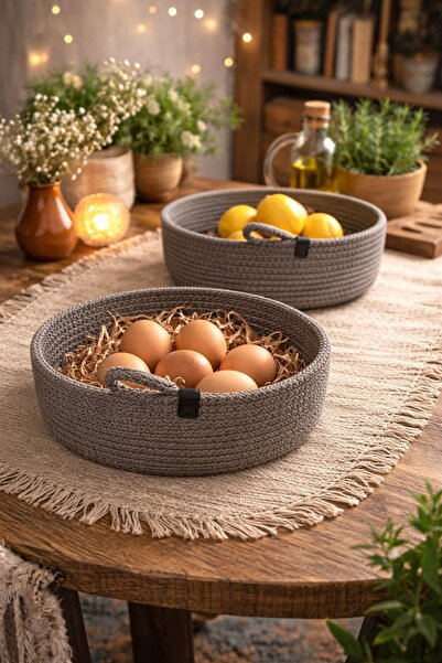 Naspar Coș decorativ de pâine din 2 piese antracit - Cutie de depozitare mult...