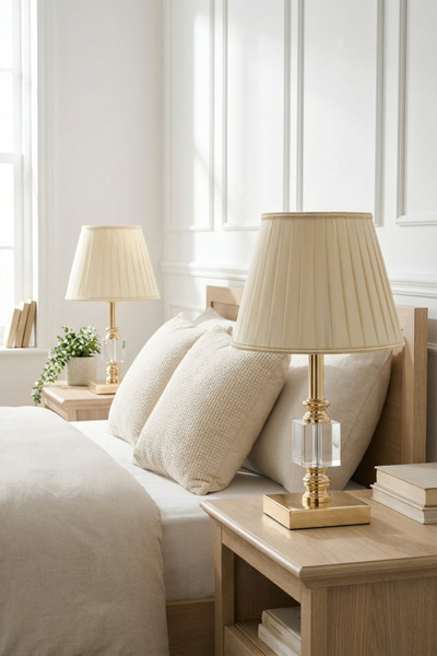 AbajurAksesuar Julina Classic Gold مكعب واحد - عاكس الضوء المزدوج المعدني، بن...