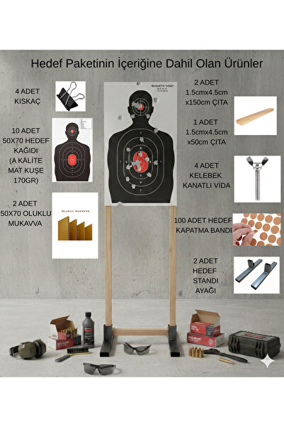 KMA Tekstil Kağıt Atış Hedefi Standı Paketi Hedef Kağıdı – Her Şey Dahil Set ...
