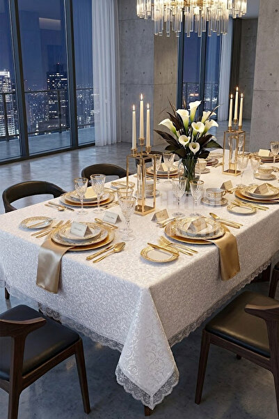 Çt Çeyizci Tekstil Fata de masa cu dantela frantuzeasca crem - fata de masa 1...