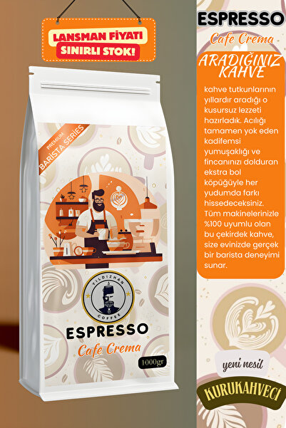 Natural Espresso Çekirdek Kahve Barista Caffè Crema 1000 gr Yıldızhan Coffee