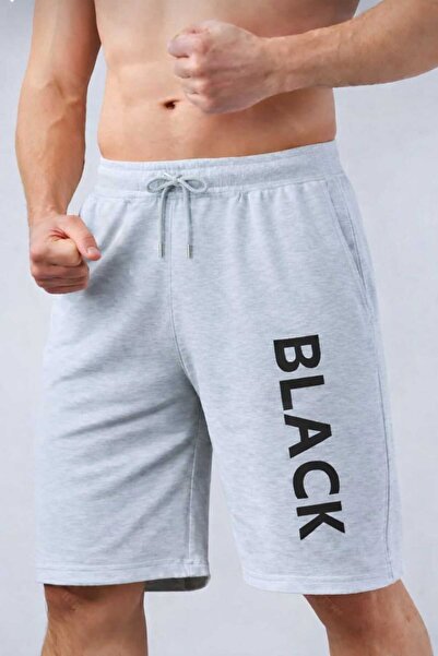 TREND ALİSSE Erkek GRİ bermuda Sporcu Şortu -cepli Gri Black Baskılıı Fitness...