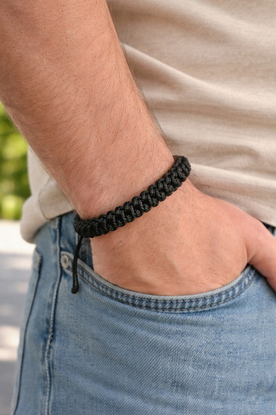 Miliva Erkek Bileklik | İp Erkek Bilekliği | Asansörlü Erkek Bileklik