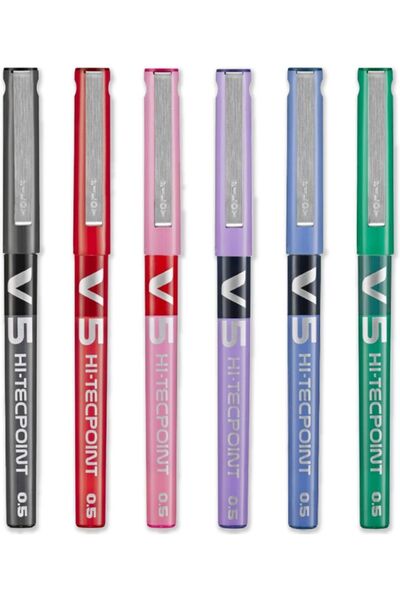 Pilot PİLOT V5 Hİ-TECPOİNT 0.5 MM SIVI MÜREKKEPLİ ROLLERBALL KALEM – 6 RENK SET