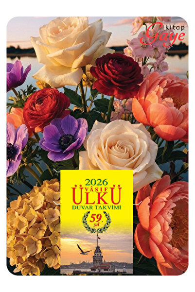 Ülkü Takvimcilik 2026 Ülkü Duvar Takvimi ve Çiçekli Görselli Arka Karton Çift...