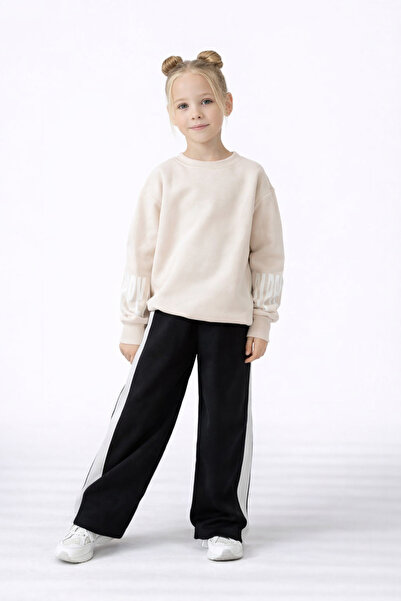 RAPAPA Σετ αθλητικής φόρμας για κορίτσια με μαύρη ρίγα 3 νήματα Ş επένδυση fl...