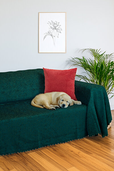 Latuda Home Husa scaun premium 175x300 jacquard chenille smarald de mare gram...