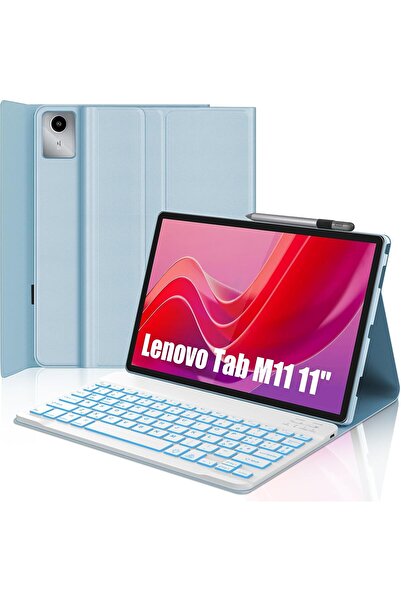 m.tk moveteck Lenovo Tab M11 Tb330fu 11 inç Uyumlu Tablet Klavyeli Kılıf Kabl...