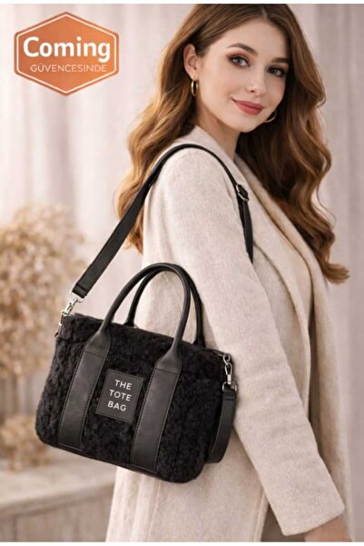 Sofia Дамска черна плюшена чанта през рамо