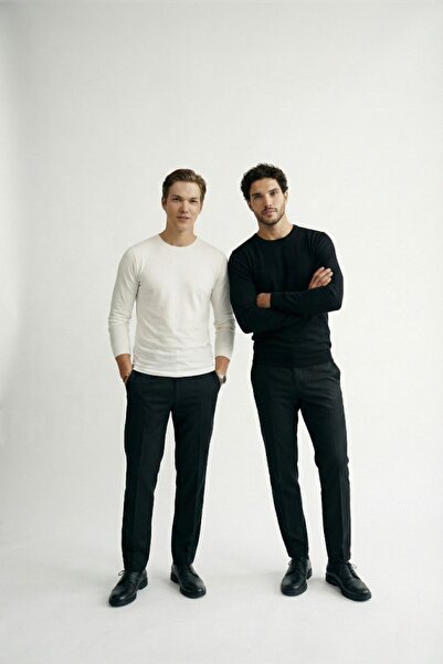 Syla Studio Men's 2-Pack Premium Crew Neck Long Sleeve Cotton T-Shirt