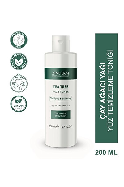zinderm Çay Ağacı Yağı Yüz Toniği | Dengeleyici, Akne Karşıtı, Yatıştırıcı, S...