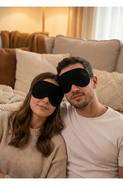 BeyzHal 2 قطعة من عصابة النوم السوداء للجنسين - قناع عين ناعم مقاوم للضوء، مط...