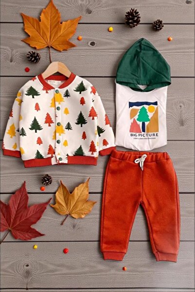 Necix's RENKLİ AĞAÇLAR KAPÜŞONLU ÜÇ İP ŞARDONLU KOLEJ CEKETLİ 3’LÜ TAKIM