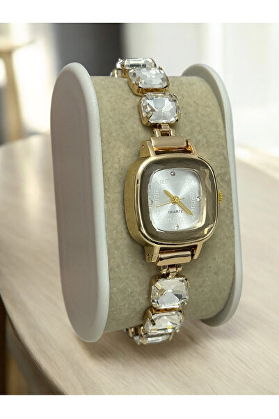 MAC CENTER ساعة نسائية من الفولاذ بتصميم كلاسيكي بسيط باللون الذهبي، هدية عيد...