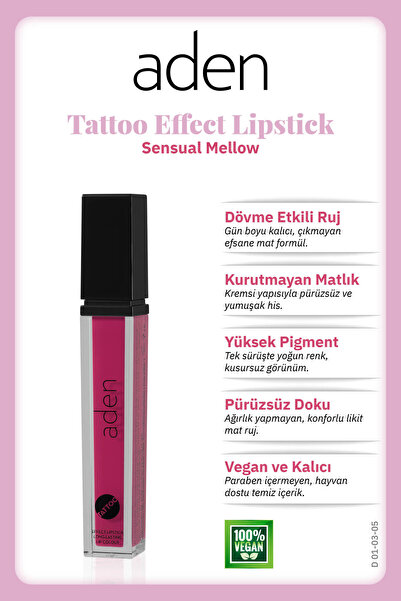 Aden Dövme Görünümlü Likit Ruj 7 ml