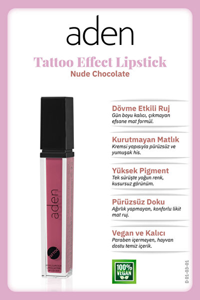 Aden Dövme Görünümlü Likit Ruj 7 ml