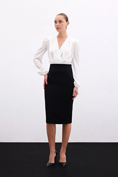 Sateen Rovná tužková sukně – černá