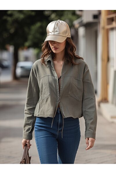 BY SCK Pălărie unisex de culoare aurie 100% piele - imprimată