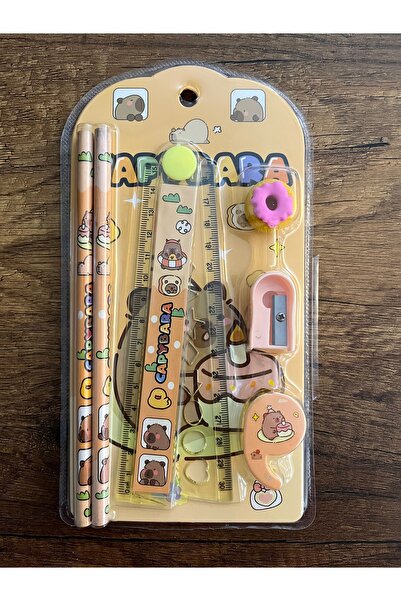 Kawai Capybara Kırtasiye Seti Silgi Kalem Kalemtıraş Cetvel Kapibara Okul Set