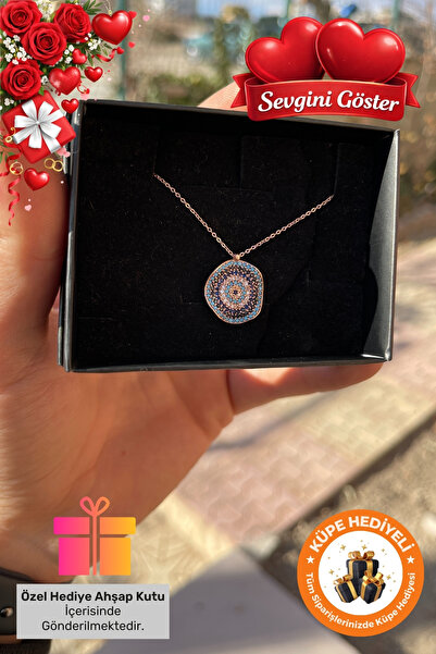 Lucente Jewellery 925 Ayar Hediye Kutulu Nazar Boncuğu Gümüş Kaplama Sevgilil...