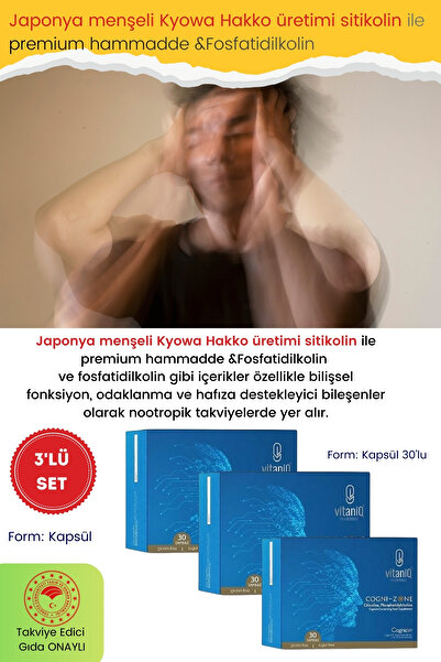 VITANIQ Yetişkinler için Cognizone Sitikolin Kapsül – Sitikolin İçeren Hafıza...