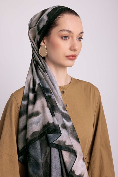 Ayshara Ancient Lines Collection Charcoal Double-Sided Shawl
